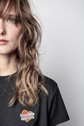 Zoe Small Heart Iconics T-Shirt - Women’s black T-shirt with embroidery.