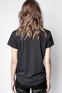 Zoe Small Heart Iconics T-Shirt - Women’s black T-shirt with embroidery.