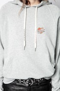 Sudadera Clipper Heart Iconics - Sudadera gris de algodón con bordado para mujer.