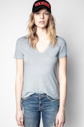 Atal Lin Henley T-shirt - Women's blue T-shirt.