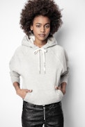 Sweatshirt Clipper Band of Sisters - Sweatshirt à capuche gris femme, imprimé.