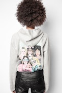 Sweatshirt Clipper Band of Sisters - Sweatshirt à capuche gris femme, imprimé.