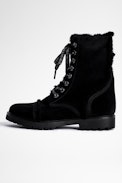 Bottines Joe - Bottines fourrée en cuir noir Femme