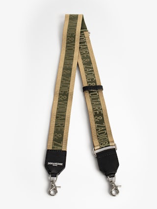 Zadig Glitter Shoulder Strap - Adjustable nylon-effect shoulder strap with leather finish and wing signatures.