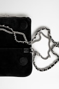 Pochette Rock Nano Suede Scale Studs - Pochette Rock Nano in pelle nera borchiata