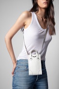 Pochette Sunny #2 Phone Pouch Vintage - Pochette a tracolla in pelle color panna per smartphone.