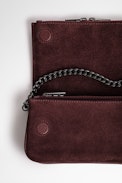 Tasche Rock Nano Novel - Braune Damentasche Rock Nano Novel aus genarbtem Wildleder