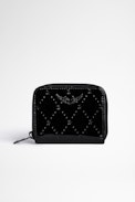 Portafoglio ZV Small Wallet Embossed - Mini portafoglio in pelle nera verniciata all-over
