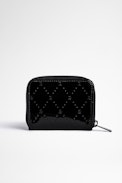 Portafoglio ZV Small Wallet Embossed - Mini portafoglio in pelle nera verniciata all-over
