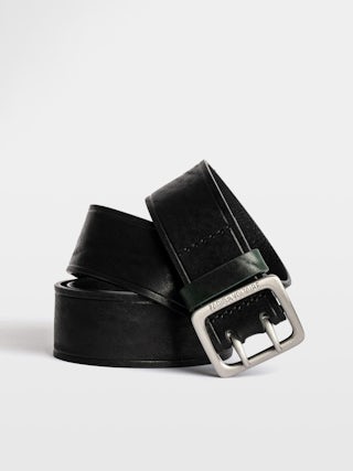 Belt Buckley 40mm - Leather belt with silver buckle.