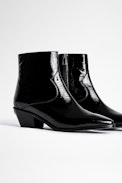 Tyler Patent Boots Leather - Women’s black crinkled-effect patent leather ankle boots