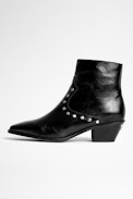 Tyler Studded Boots Leather - Women’s black studded ankle boots in vintage leather
