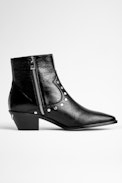 Tyler Studded Boots Leather - Women’s black studded ankle boots in vintage leather