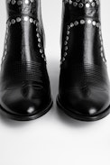 Molly Studded Boots Leather - Women’s black studded ankle boots in vintage leather