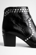 Molly Studded Boots Leather - Women’s black studded ankle boots in vintage leather