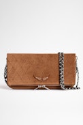 ZV Rock Clutch - Women’s Rock ZV embossed cognac suede bag