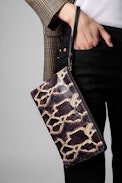 Python Effect Uma Clutch - Python effect leather Uma clutch