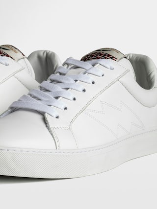 Trainers ZV1747 La Flash - Men's leather trainers with lightning stitching.