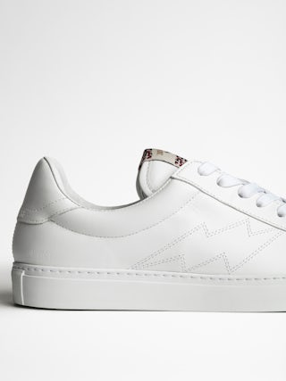 Sneakers Basses ZV1747 La Flash - Baskets homme en cuir avec surpiqure éclair.
