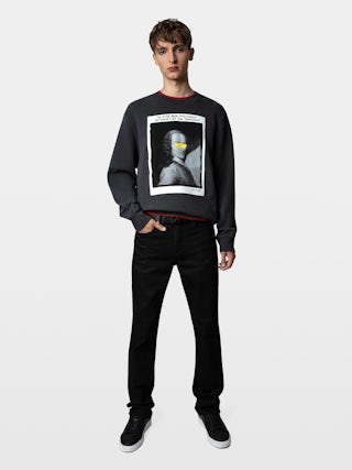 Trainers ZV1747 La Flash - Men's leather trainers with lightning stitching.