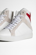 Sneakers ZV1747 High Flash Leder - Herren-Sneakers aus weißem Leder mit hohem Schaft und kontrastierendem Blitz-Einsatz