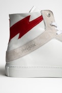 Sneakers ZV1747 High Flash Leder - Herren-Sneakers aus weißem Leder mit hohem Schaft und kontrastierendem Blitz-Einsatz