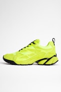 Wave Neoprene Mix Sneakers Leather - Women’s neon yellow leather and neoprene running shoes
