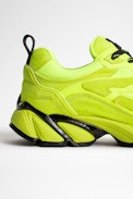 Wave Neoprene Mix Sneakers Leather - Women’s neon yellow leather and neoprene running shoes