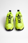 Wave Neoprene Mix Sneakers Leather - Women’s neon yellow leather and neoprene running shoes