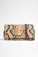 Pochette Rock Wild - Pochette da donna in pelle effetto pitone beige