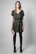 Pochette Rock Wild - Pochette da donna in pelle effetto pitone beige