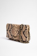 Pochette Rock Wild - Pochette da donna in pelle effetto pitone beige