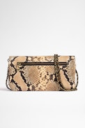 Pochette Rock Wild - Pochette da donna in pelle effetto pitone beige