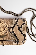 Pochette Rock Wild - Pochette da donna in pelle effetto pitone beige