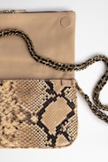 Pochette Rock Wild - Pochette da donna in pelle effetto pitone beige