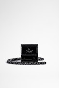 Estuche Airpod Case Embossed - Estuche pequeño para Airpod con bandolera de charol negro