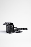 Estuche Airpod Case Embossed - Estuche pequeño para Airpod con bandolera de charol negro