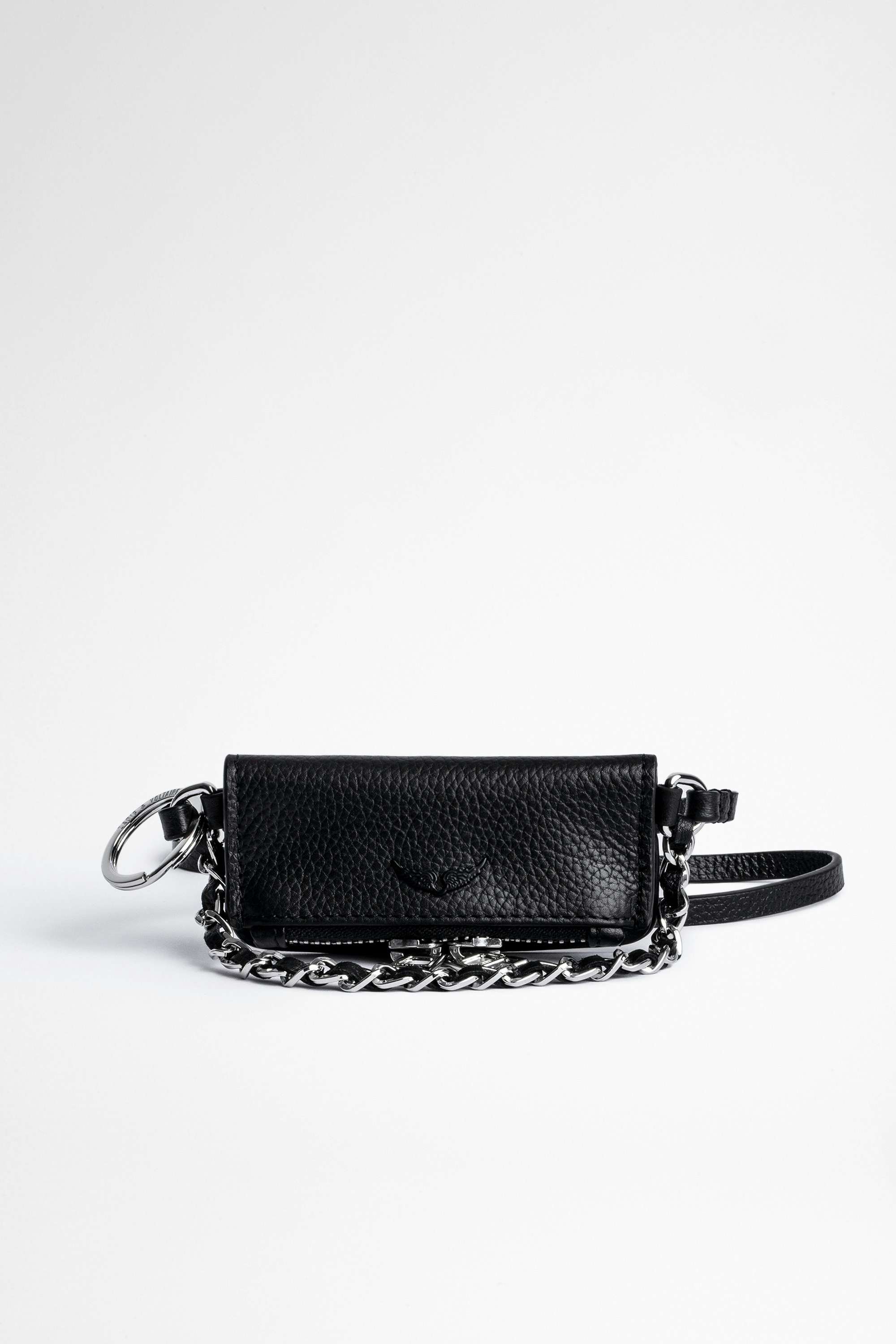 Grained Leather Grigri Rock Bag Miniature black leather version of the Rock clutch