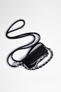 Grained Leather Grigri Rock Bag - Miniature black leather version of the Rock clutch
