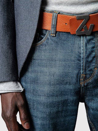 Belt ZV Initiale 40mm - Leather belt with ZV buckle.