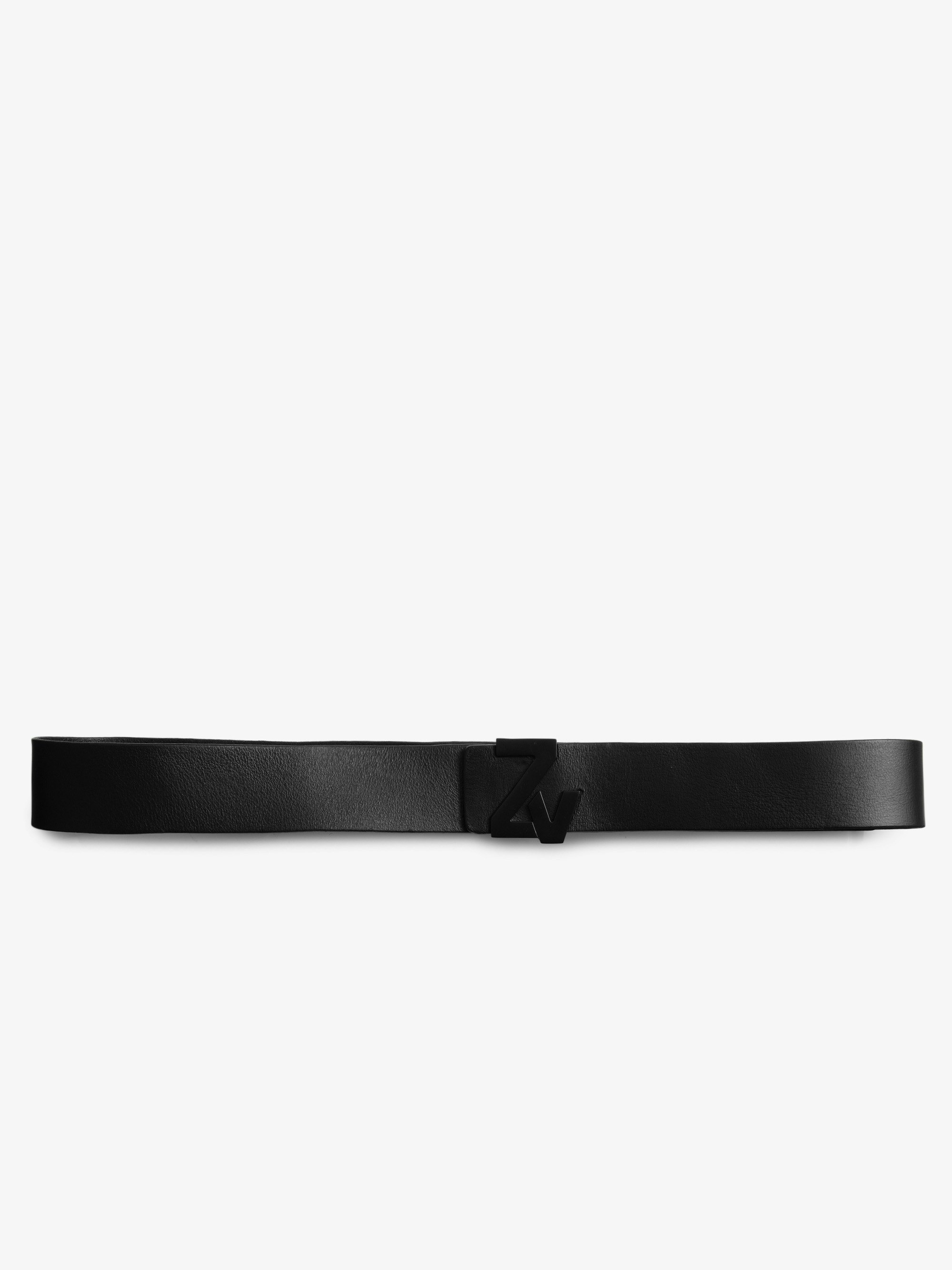 ZV Initiale La Belt - Men's black leather belt with ZV buckle
