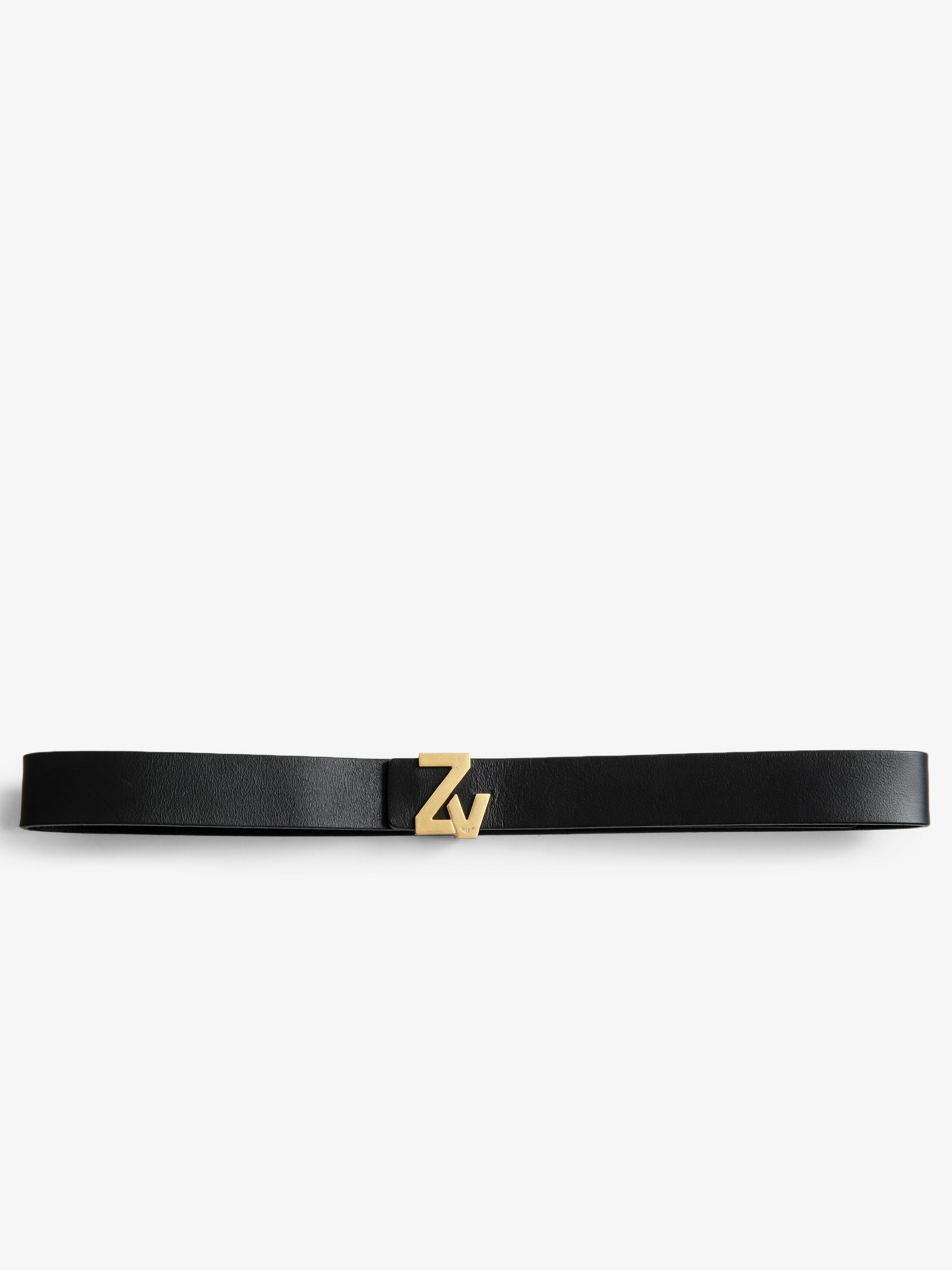 Cintura ZV Initiale La Mini Belt - Cintura in pelle nera con iniziali ZV donna