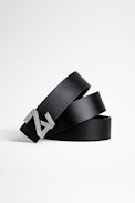 La Mini Belt ZV Initiale Belt With Crystals - Women’s black leather ZV Initiale belt with buckle decorated with crystals
