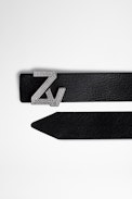 La Mini Belt ZV Initiale Belt With Crystals - Women’s black leather ZV Initiale belt with buckle decorated with crystals
