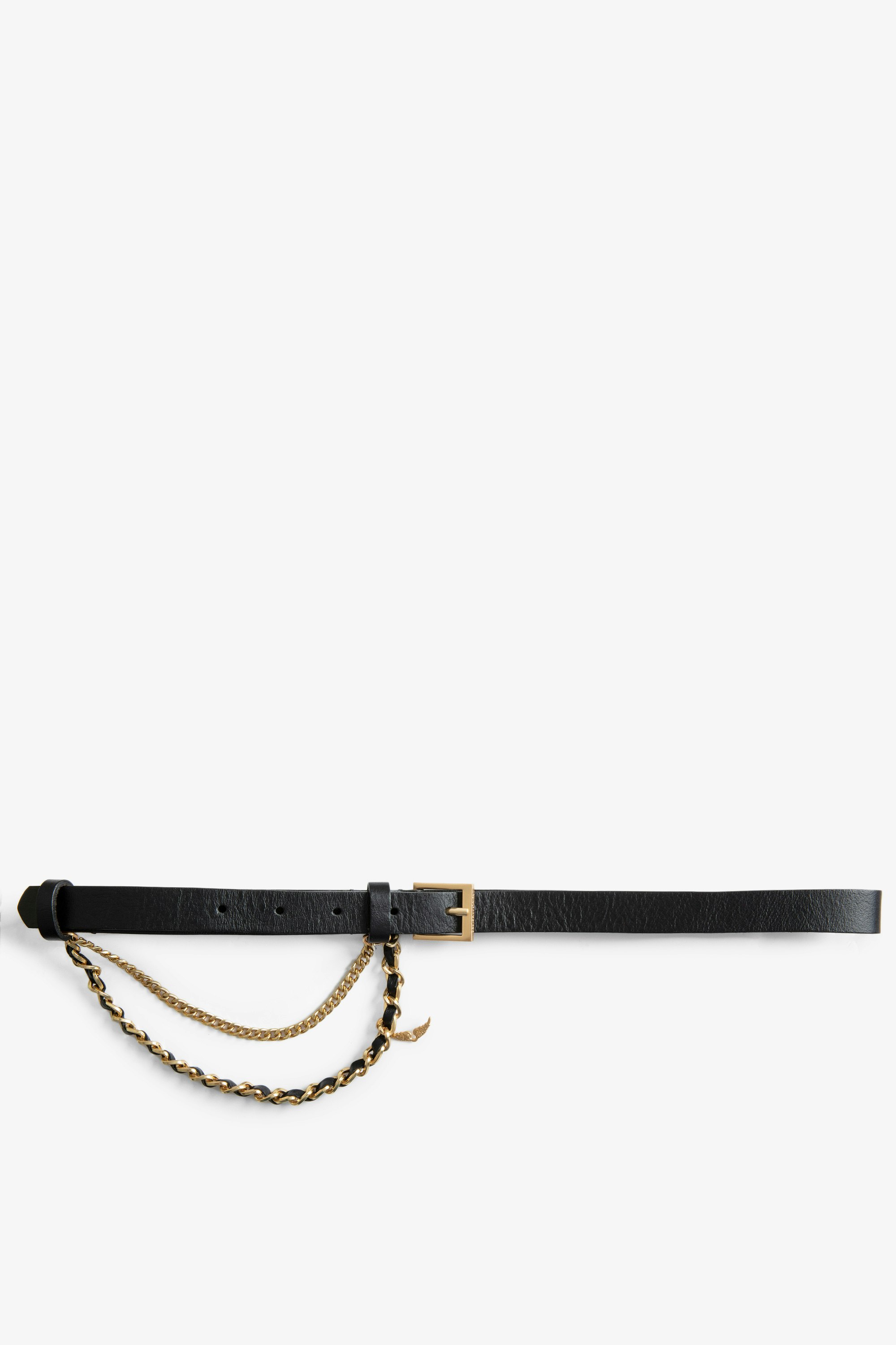 Cintura Rock Chain Cintura in pelle nera da donna Zadig&Voltaire con catena.