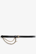 Rock Chain Belt - Woman’s Zadig&Voltaire black leather belt with chain.
