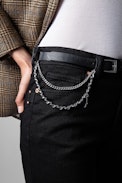 Rock Chain Belt - Woman’s Zadig&Voltaire black leather belt with silver chain.