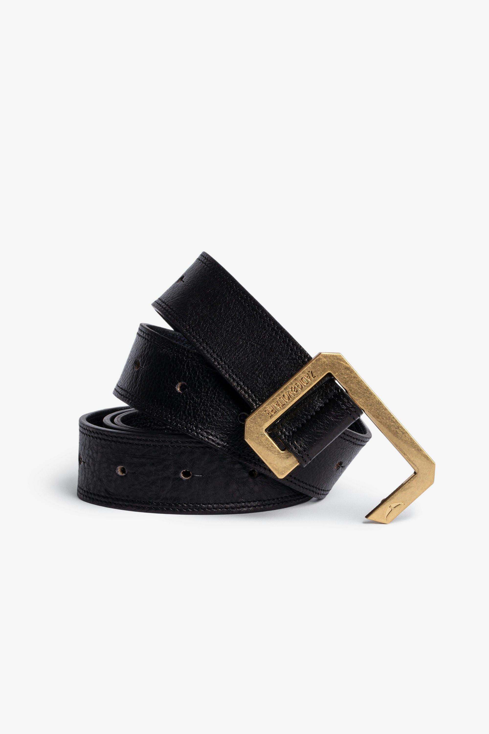 Le Cecilia Belt Leather Women’s black leather belt with C buckle