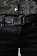 Le Cecilia Belt Leather - Women's black leather belt with C-shaped buckle