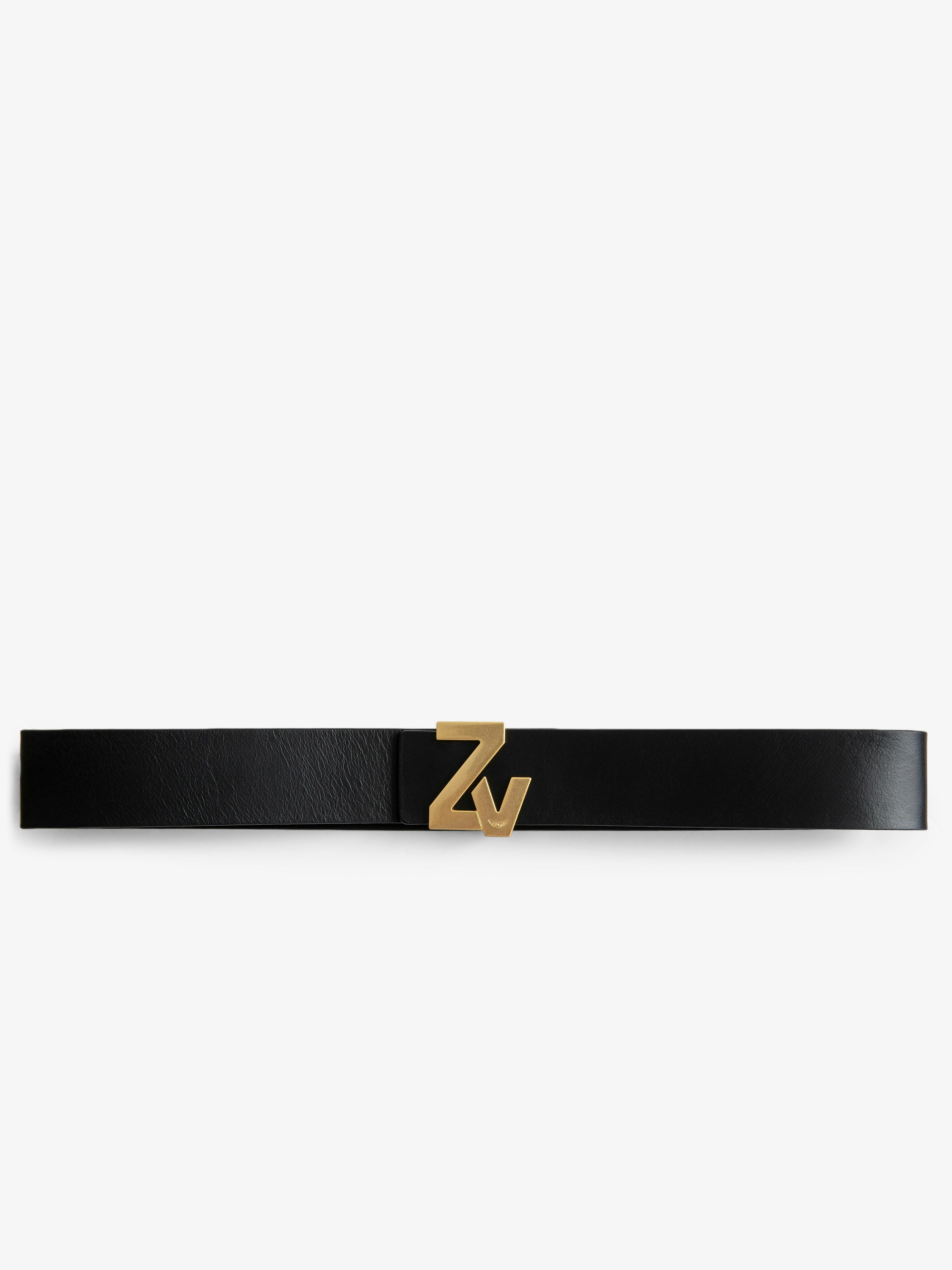 Cintura ZV Initiale La Belt Pelle - Cintura in pelle nera con iniziali ZV donna